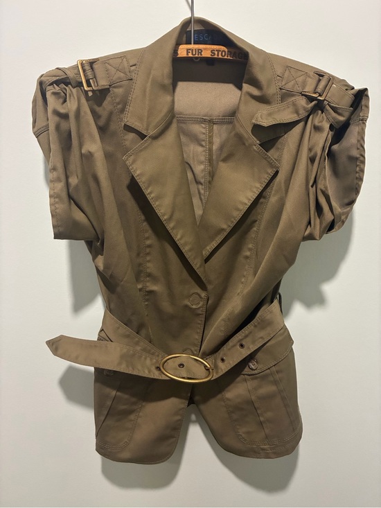 Escada Jackets & Blazers - Escada Vintage Safari Sport Utility Khaki Short-Sleeve Jacket Size 34